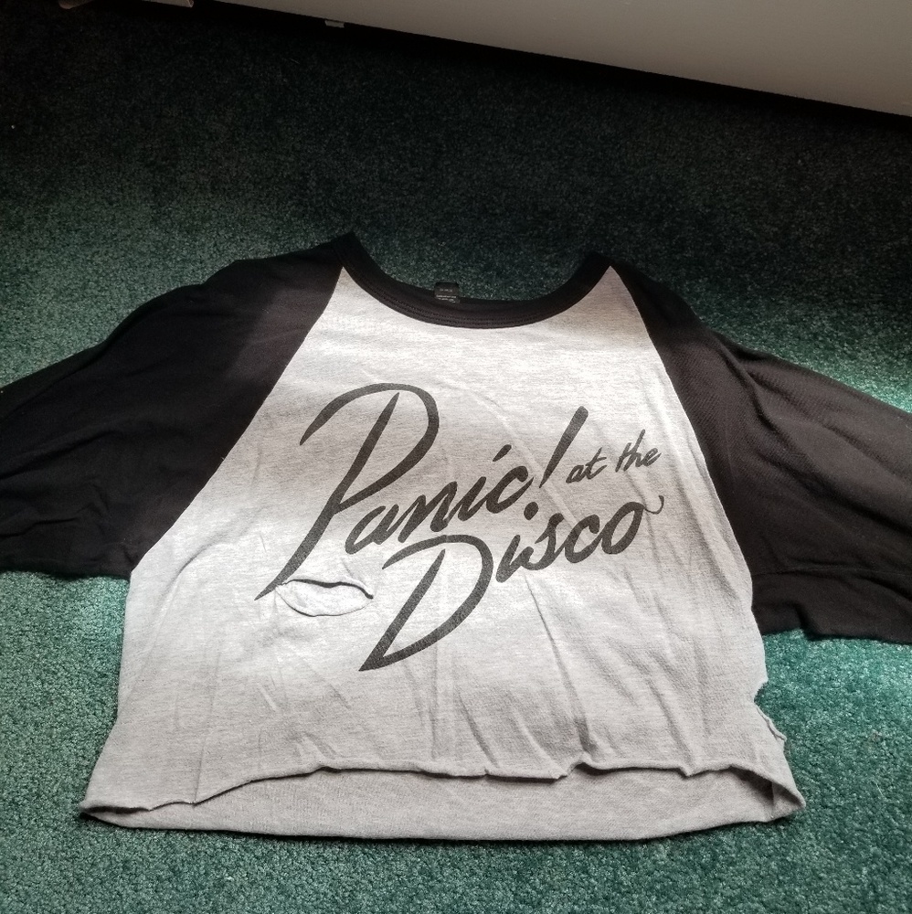 PANIC!AT THE DISCO SELF DISTRESSED CROP TOP